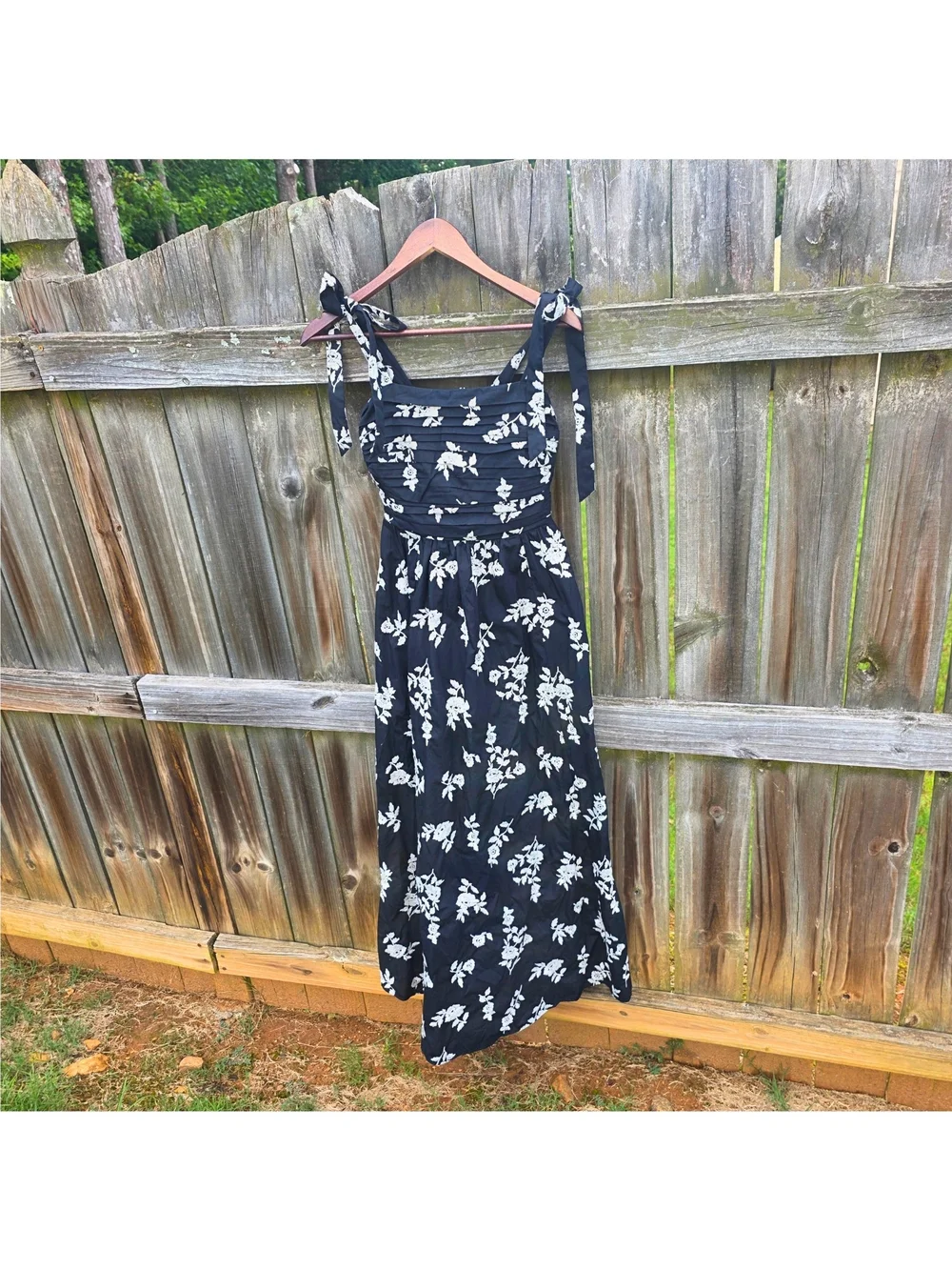 Abercrombie & Fitch Black and White Floral Tie-Strap Emerson Maxi Dress XS Tall